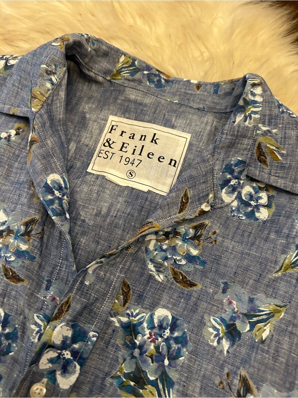 FRANK & EILEEN ‘Rosie’ 100% Linen Short Sleeve Shirt Floral & Bird Print - Picture 8 of 16